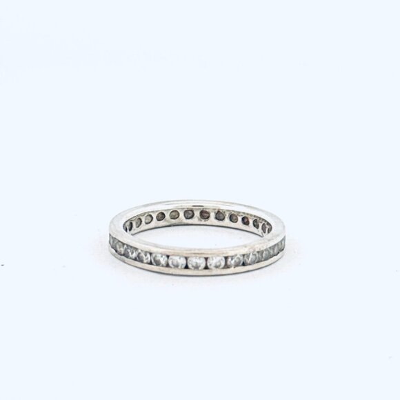 Estate Vintage Sterling Silver 925 CZ Eternity Band Wedding Ring Size 8.75 - Picture 3 of 8